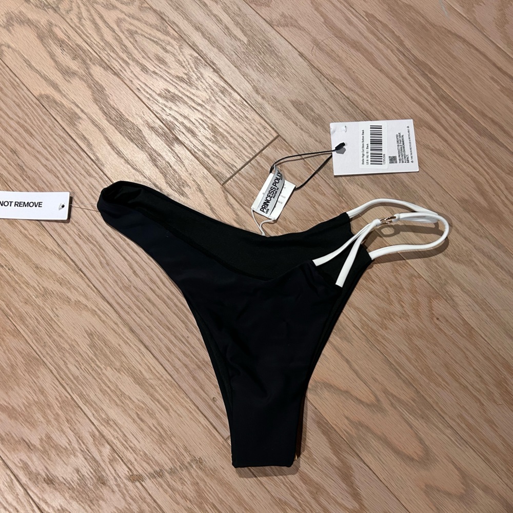 Princess Polly Black Bikini Bottom with White Straps!